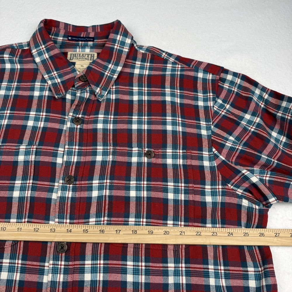 Duluth Trading Co Shirt Mens XL Red Plaid Flannel Long Sleeve MagnaReady Casual - Picture 5 of 7